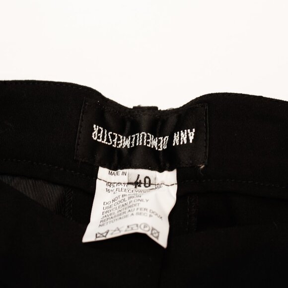 Ann Demeulemeester Wide-Leg Wool Trousers | Sculptural Minimalism in Goth Black - Picture 4 of 7